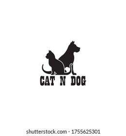 silhouette of a cat and dog logo
