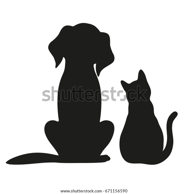白い背景に猫と犬のシルエット のベクター画像素材 ロイヤリティフリー