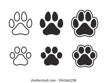 Silhouette of cat and dog paw print.