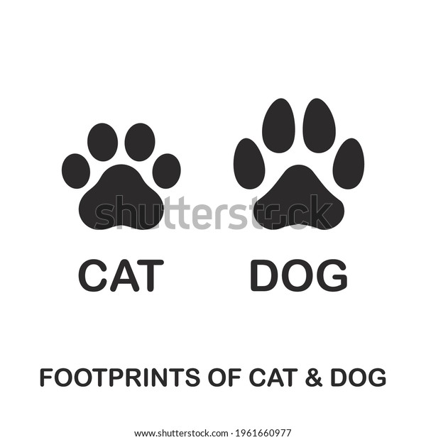 Silhouette of cat and dog paw\
print.