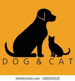 Silhouette of cat and dog, vector, icon
