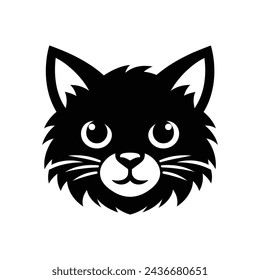Silhouette of Cat face cartoon logo icon symbol vector illustration