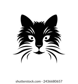 Silhouette of Cat face cartoon logo icon symbol vector illustration