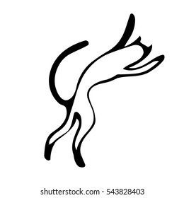 The silhouette of a cat. Cat goes up, suitable as a logo or tattoo