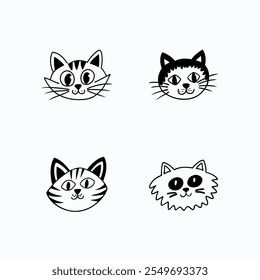 silhouette cat head, cat head vector, cat heat icon, animal avatar, face