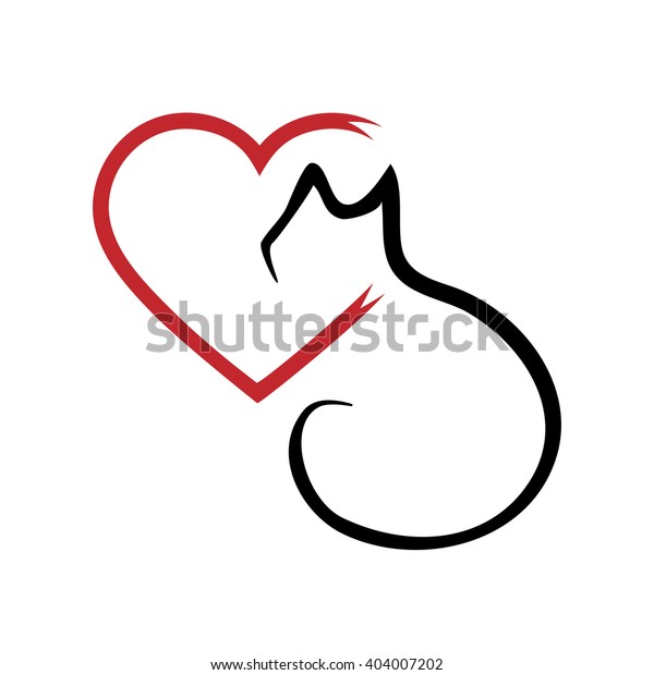 Heart Outline Tattoo Cat