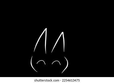 Silhouette of cat isolated on dark background. Negative space.