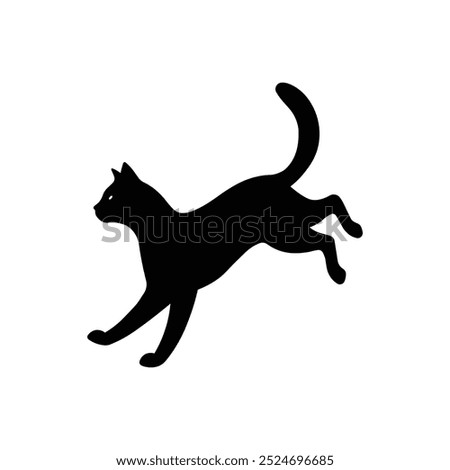 silhouette cat is jumping .art illustrator.in white back ground.vector design.