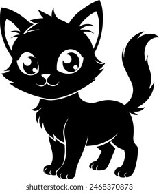 silhouette of a cat kitten