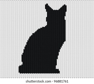 Silhouette of cat from knitted texture