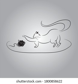 Silhouette der Katze. Linien und Umrisse