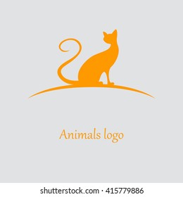 Silhouette of a cat. Logo of the veterinary clinic. Vector Image.
