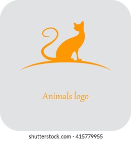 Silhouette of a cat. Logo of the veterinary clinic. Vector Image.