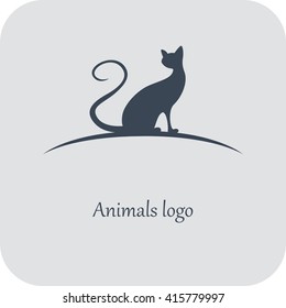 Silhouette of a cat. Logo of the veterinary clinic. Vector Image.