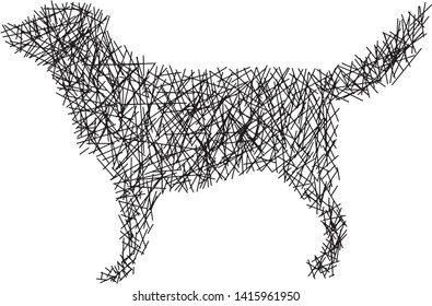 Silhouette cat with messy straight lines vector illustration sketch doodle hand drawn with isolated on white background