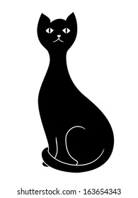 Silhouette of cat on white background. Vector illustration