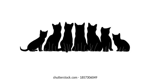 Silhouette Cat On White Background Stock Vector Illustration