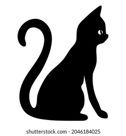 silhouette of a cat on a white background. Vector black silhouette of a sitting cat.