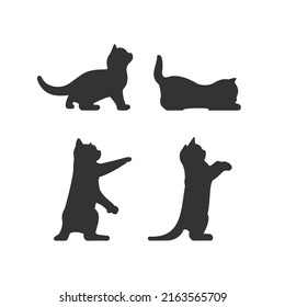 silhouette cat on white background, set of cat silhouette