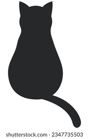 Silhouette of a cat on a white background. Illustration of a silhouette of a black cat with shadow on a white background. 