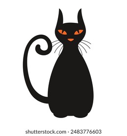 Silhouette of a cat on the white background.