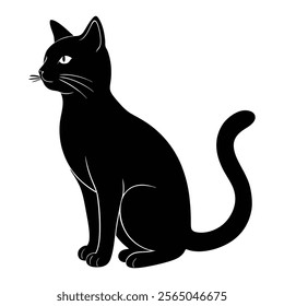 silhouette of cat on white background