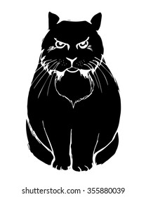 Silhouette of cat on white background