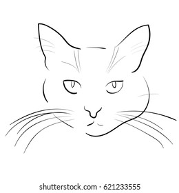 Silhouette of cat on white background. Vector illustration.