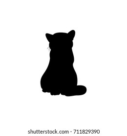 Silhouette of cat on white background, vector