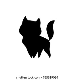 Silhouette of a cat on a white background. Flat design, vector.