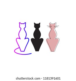 Silhouette of cat, cat outline, abstract vector icon cat
