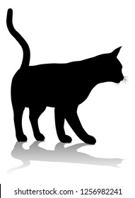A silhouette cat pet animal detailed graphic
