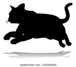 A silhouette cat pet animal detailed graphic