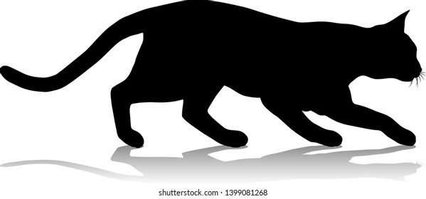 A silhouette cat pet animal detailed graphic