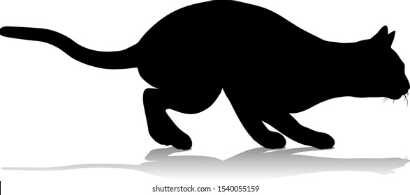 A silhouette cat pet animal detailed graphic