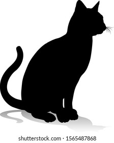 A silhouette cat pet animal detailed graphic