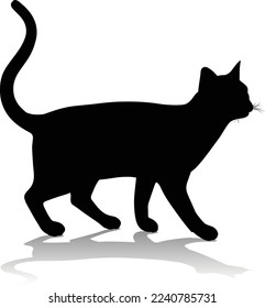 A silhouette cat pet animal detailed graphic