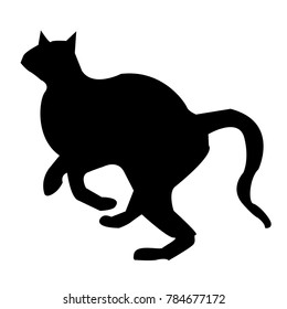 silhouette. The cat runs away. Vector illustration, graphic on white background.