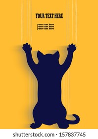 silhouette of a cat scratch background with place for your text