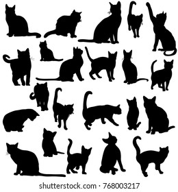 silhouette of the cat set