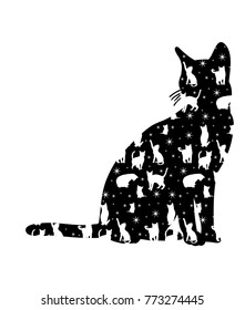 silhouette cat sitting