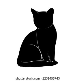 silhouette of a cat sitting on a white background