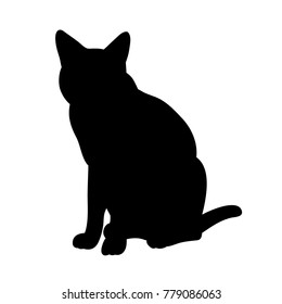 silhouette cat sitting, vector, isolated