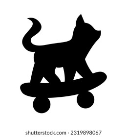  silhouette  cat and skate board icon logo 