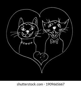 Silhouette of a cat . Sketch , vector ,line art