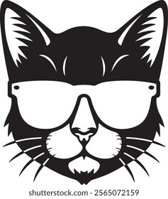 Silhouette Cat in sunglasses vector 