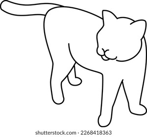 Eine Silhouette einer Katze, die aufhält und sich dreht (weiß)