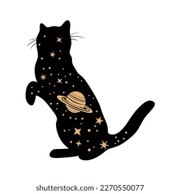 Silhouette of Cat Universe. Cat Silhouette. Universe Cat