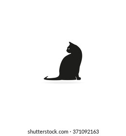 Silhouette of cat vector icon. Pet illustration.