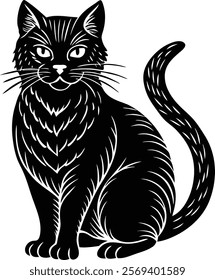 Silhouette cat  vector. and illustration.